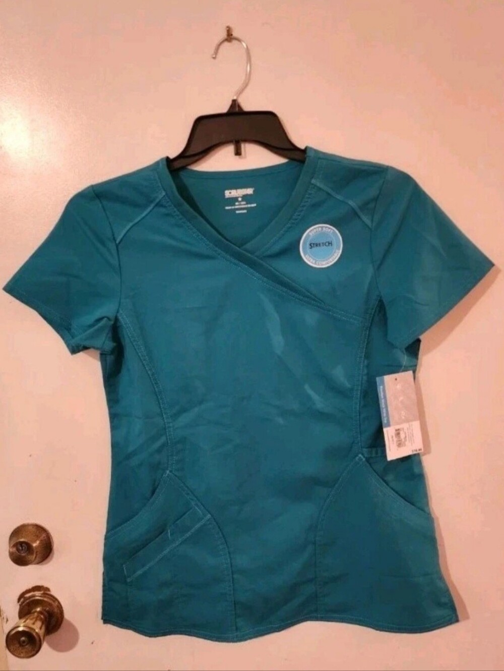 Scrubstar Performance Womens Medical  Scrub Top in Teal/Aqua Hue sz XS (NWT)